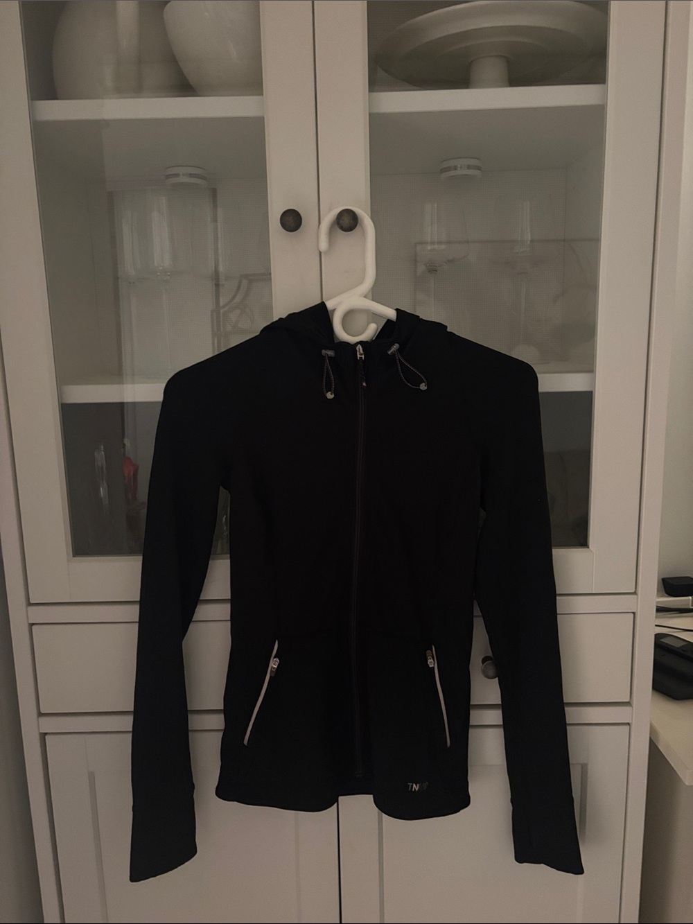 Black Women's Hooded Zip-Up Bomber athletic workout top